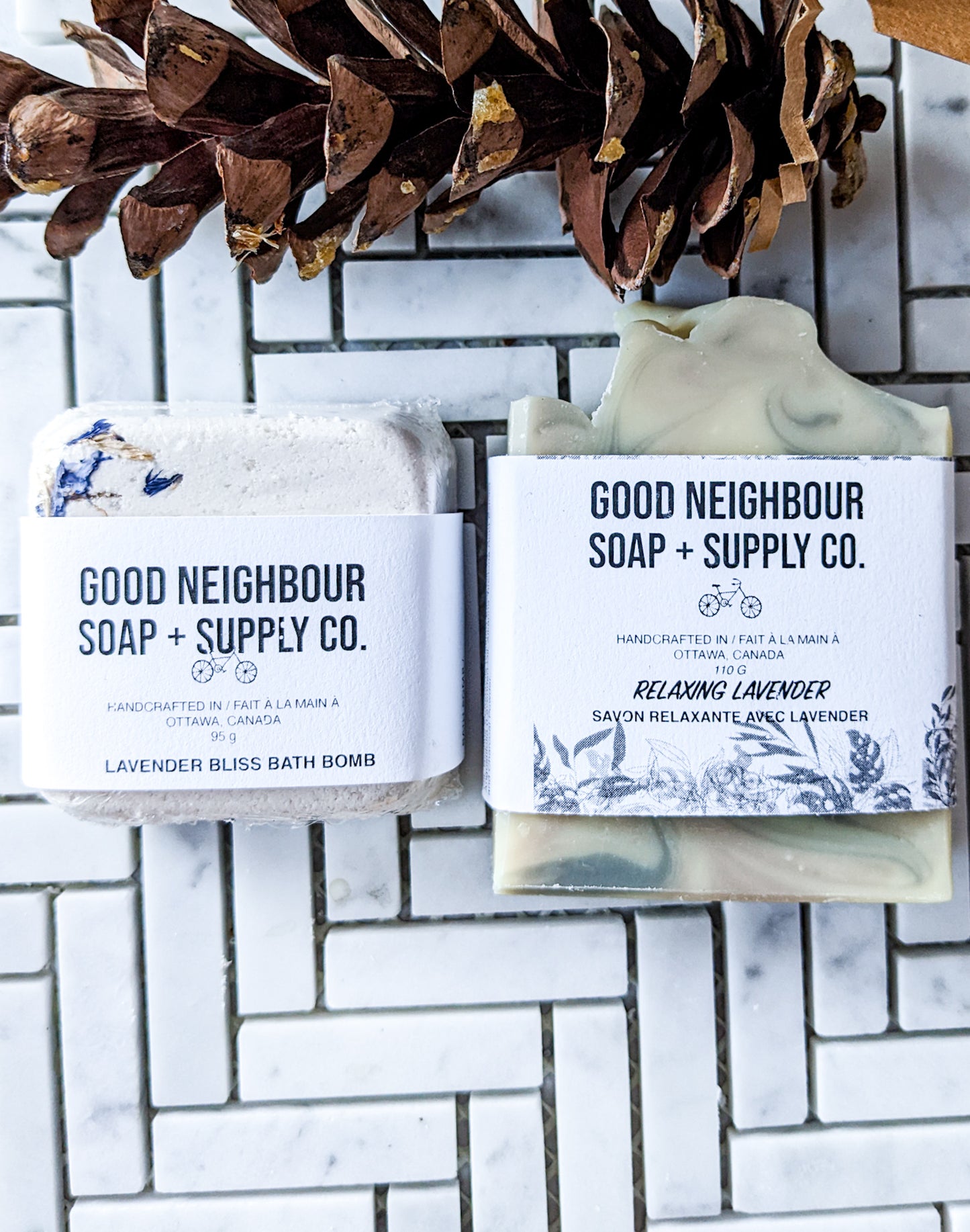 Relaxing Lavender Soap + Bath Bomb Gift Set | Natural Bath & Body